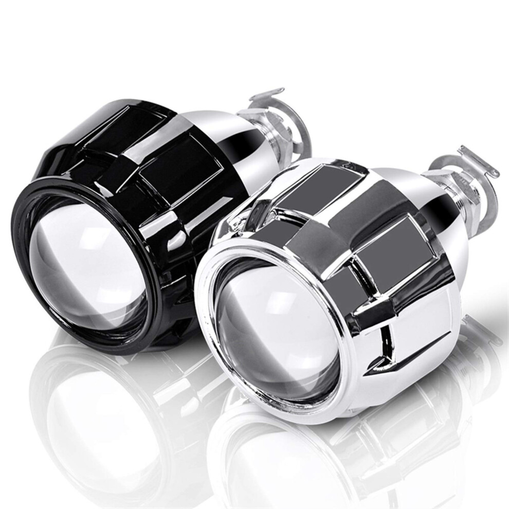 Angel Eyes 2Pcs 2.5 Inch Universal Bi Xenon Hid Projector Lens Shroud H1 H4 H7 Motorcycle Car Headlights Silver/Black 9426802480115