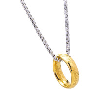 Collier pendentif Vintage en acier titane pour femmes et-Or