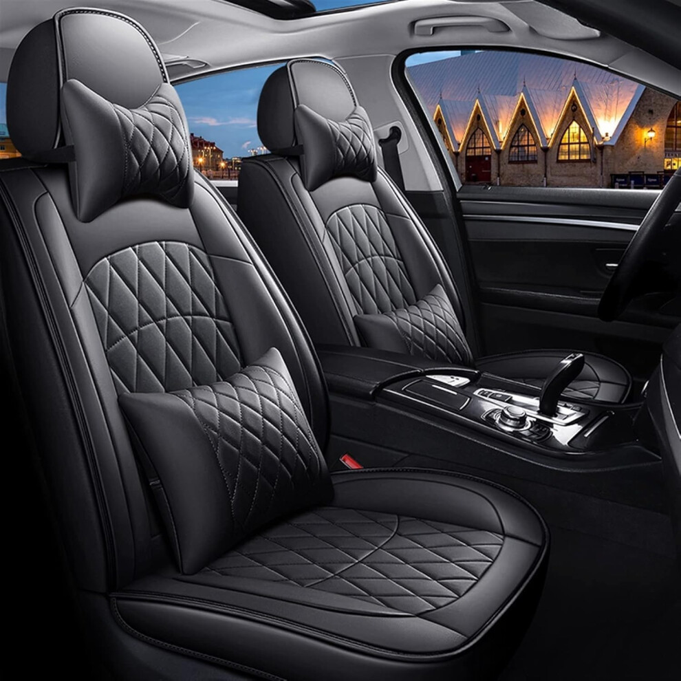 Car Seat Covers For Audi A1 8X Sportback, A3 8L/8V Sportback, A4 B9 Avant Waterproof Leather 5 Seater Front And Rear Black 9347817028171