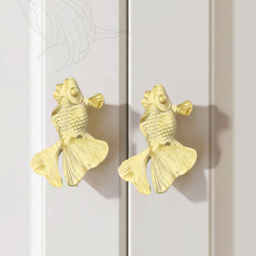 Solid Brass Goldfish Cabinet Knobs Suitable for Multiple Locations Including Residential and Commercial Spaces 2