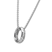 Herren-Halskette aus Titanstahl, Retro-Fingerring,-Silber