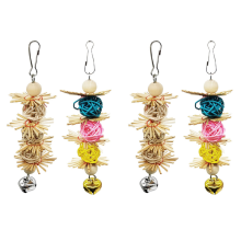 4X Rattan Balls Papagei Haustier Vogel Interaktiver Biss-Kau für Accessoires für Wellensittichkäfig Vogelspiel