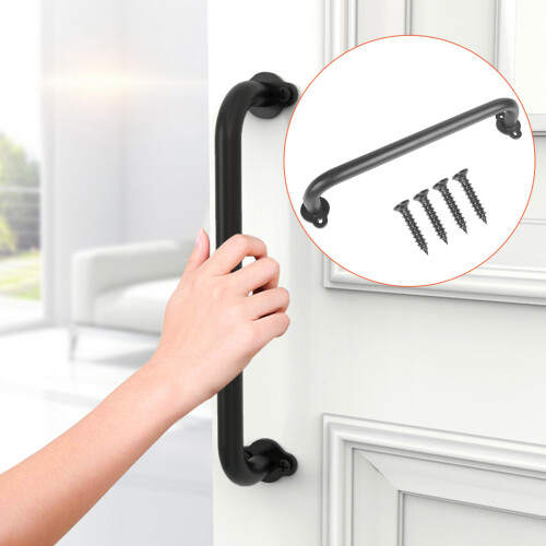 Solid Cast Iron Sliding Barn Door Pull Handle Matte Black Flush Mount Gate Hardware Set Suitable for Doors and Stair Handrails 2