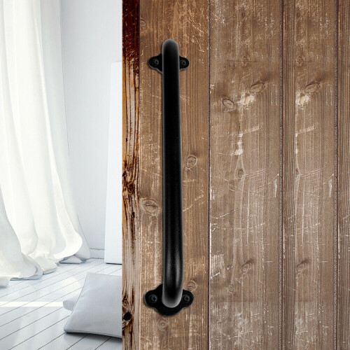 Solid Cast Iron Sliding Barn Door Pull Handle Matte Black Flush Mount Gate Hardware Set Suitable for Doors and Stair Handrails 1