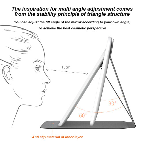 Eye-Catching Fashionable Design Desktop Makeup Mirror, Durable Material With Side-Emitting LED Strip Tech For Diffuse Light 2