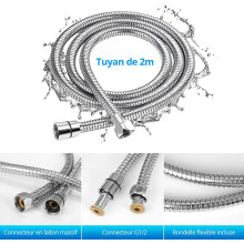 Extra Long Shower Hose, Stainless Steel Shower Hose, 200cm Flexibility Ensures No Kink, Resists Corrosion And High Pressure, Solid Brass Connectors