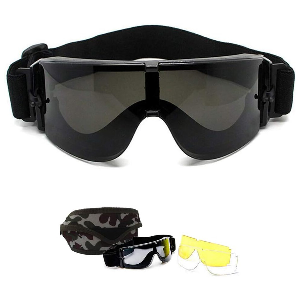 Safety Goggles For Extreme Sports, Anti-Fog Coating Polycarbonate Lens Tactical Glasses With Comfort Foam Padding, Interchangeable Lenses For 9128293658775