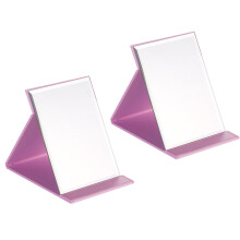 Elegant Frameless Pu Leather, Portable Folding Makeup Mirror With Adjustable Stand For Travel And Personal Use