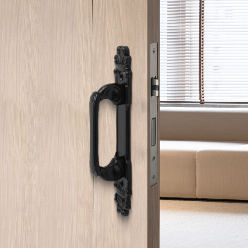 Barn Door Pull Συρόμενη λαβή πόρτας Υλικό Μαύρο βαρέως τύπου εσωτερικό ξύλι 2