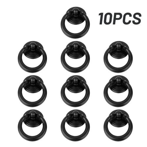 Black Drawer Knob Pull Ring Handle Kit Door Drawer Drop Knobs Kitchen Pack Set Zinc Alloy Black Cabinet Cupboard