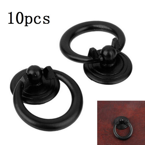 Black Drawer Knob Pull Ring Handle Kit Door Drawer Drop Knobs Kitchen Pack Set Zinc Alloy Black Cabinet Cupboard 2