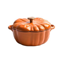 Pumpkin Dutch Oven Enameled Cast Iron Pot with Lid Non Stick for Stews Soups Induction Cooking