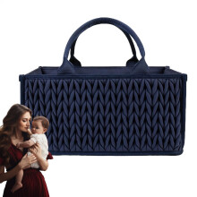 Nappy Caddy Organizer Portable Baby Diaper Caddy Nursery Storage With Two Partitions Dark Blue Handles