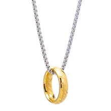 Men's Titaniums Steel Necklace Retro Finger Ring Charm-Gold