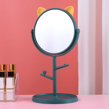 Cute Pink Cat Ears Shaped Desk Mirror, Perfect Gift For Teen Girls With Detachable Base And Rotatable Double Sided Magnifying Mirror, Suitable For Tra