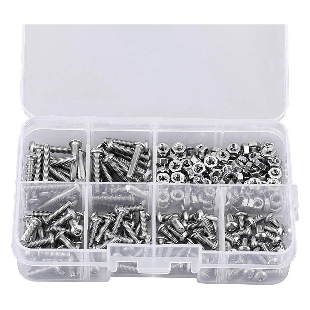 Assortment Kit For Wide Application, Phillips Drive Pan Head Machine Screws With Anti-Rust 304 Stainless Steel, Includes Spring Washers And Hex Nuts, 9128293538084