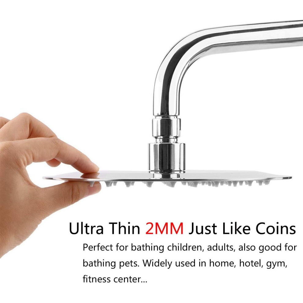 12 Inch Stainless Steel Rain Shower Head, Quick Installation, Anti-Clog Silicone Nozzles, High Pressure Design, Cool Bathroom Upgrade, Fashionable 9128293538107