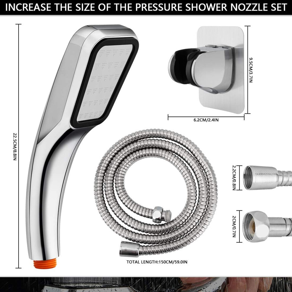 Elegant High Pressure Handheld Shower Head, Durable Abs Material Offers Unmatched Durability, Ideal For An Unforgettable Shower Experience 9128293538121