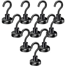 Corrosion Resistant Hooks, Neodymium Magnet for Hanging Decorations, Tools, and More, Industrial Grade Hooks for Home, Kitchen, Garage (10 Pieces Set)