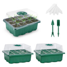 Plant Propagation Station with Humidity Domes, Seed Starter Tray Featuring Adjustable Humidity Vent and Reusable Structure, Efficient Mini Greenhouse