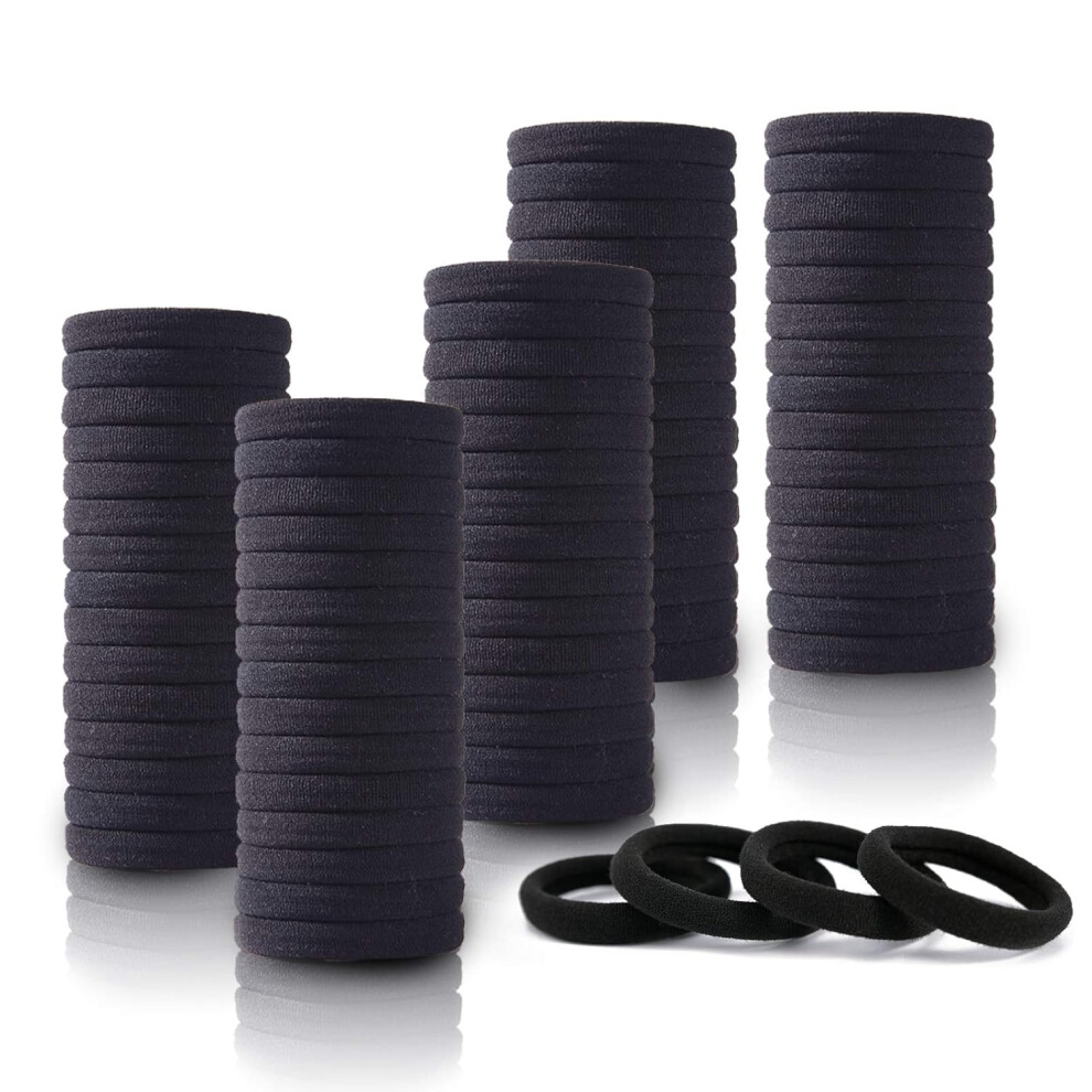 Seamless Hair Ties, High Elasticity Bands, For Thick Curly Hair, No Crease, Comfortable, Durable, No Damage, No Slip, Strong And Elastic, 100Pcs Black