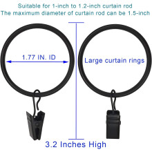 Vintage Black Decorative Drapery For Curtain Panels, Heavy Duty Design Curtain Rings With Clips For Hotels Restaurant Bar Cafe Meeting Spaces, Strong