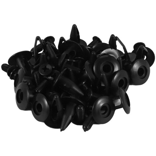 6mm Hole Dia Black Plastic Rivets Fastener  Bumper Push 30pcs