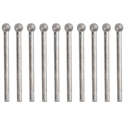10 Pcs 5mm  Nose 3mm Shank Diamond Mounted Point Grinding Bits