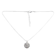 Alloy Rhinestone Volleyball Snake Chain Pendant Necklace Black Silver
