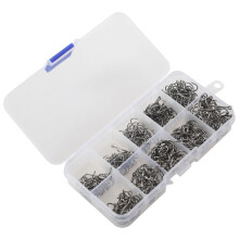 500pcs Fish Jig Hooks with Hole Fishing Tackle Box 10 Sizes Carbon Steel