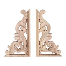 2 Stuks +Rechts (Elk 1 Stuks) Vintage Houten Gesneden Hoek Onlay Meubilair Muur Decor Ongeverfd Frame Applique
