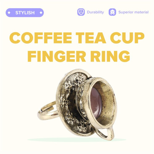 Metal Retro Coffee Tea Cup Finger Ring Justerbar Mode 1