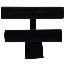 2-Tier Bangle Bracelet Display Holder T-Bar Stand Black