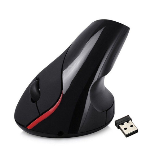 2.4 Ghz wireless ricaricabile 5D 2400DPI ottico verticale ergonomico Mouse da gioco Nero