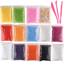 Micro-Polystyrene Beads Small Foam Balls Slime Beads Set with 3 Slime Tools Fit for Slime Making Art DIY , (Contain No Slime)
