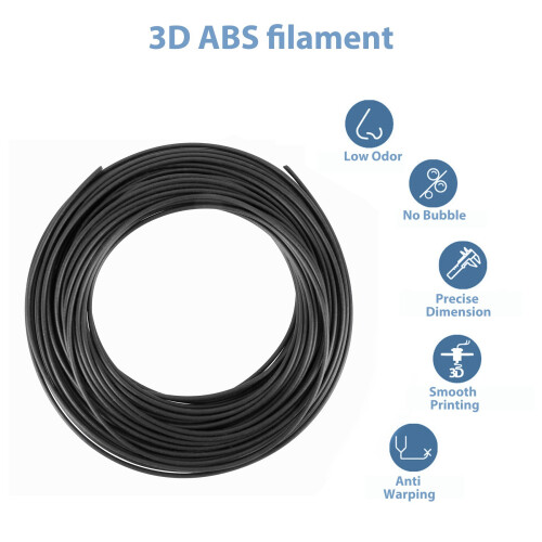 10M ABS 3D 1.75mm Printer Filament for 3D Scribble Pen Printers - Black 1