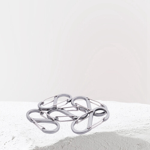 5 pcs  S Shape Key Chain Carabiner Fuse Clips (Silver) 2