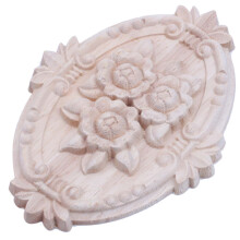 Retro Wood Ornament Applique Carving Ornament for Cabinet Door Furniture Decoration(13X9cm)