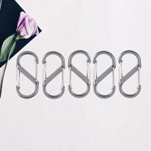 5 pcs  S Shape Key Chain Carabiner Fuse Clips (Silver) 1