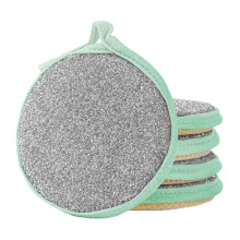 5PCS DoubleSided Kitchen Sponge, NonScratch Dishwashing Scrubber for MultiPurpose Cleaning, Green