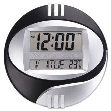 Temperature Display Digital VäGg Elektronisk Klocka LCD Modern Kalender LED FäSte Klocka Mute Of Home Office Dekoration Svart