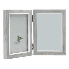Double Picture Frame 4X6in Rustic Grey Photo Frames Wooden Hinged Folding,Wedding Gifts,'s Father's Day Present