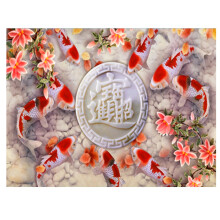 5D Diamond Painting Carp Koi Fish Flower Diamond Embroidery Full Drill Round Stitch Kit Diamond Decor