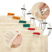 9 Piezas Juego de Bolsas de Malla Reutilizables de Alimentos Verduras y Productos Frescos, Bolsas de AlgodóN de Almacenamiento