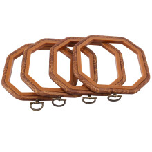 4 Piezas Aros de Bordado OctáGono Juego de Aro de Punto de Cruz de Madera Imitada Marco de ExhibicióN para Manualidades de Arte Coser y Colgar una