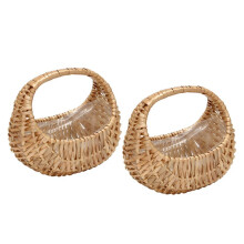 2 Pcs Hand-Held Flower Arrangement Basket Hand-Woven Flower Pot Storage Basket Flower Girl Basket Home Decor