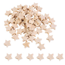 150PZ Perline nel Legno Naturale un Forma di Stella Perline Sfuse nel Legno Non Finite Perline Distanziali con Foro per Artigianato Creazione di
