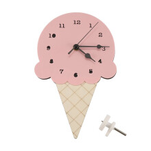 Nordic INS Style Eiscreme GeschäRfte Wandbehang Uhr, Cartoon Silent, Nicht Tickende Batterie für Kinderzimmer