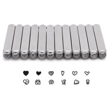 Lot de 12 Tampons en MéTal en Forme de CœUr (Amour), 3 Mm (1/8 Pouce) Kit de Tampons en MéTal pour PoinçOnnage en MéTal