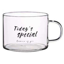 Tasse en Verre de Lettre CréAtive avec Tasse de PoignéE Tasse de Thé de Bureau Tasse de Dessert Tasse de Petit-DéJeuner D'Avoine Tasse C